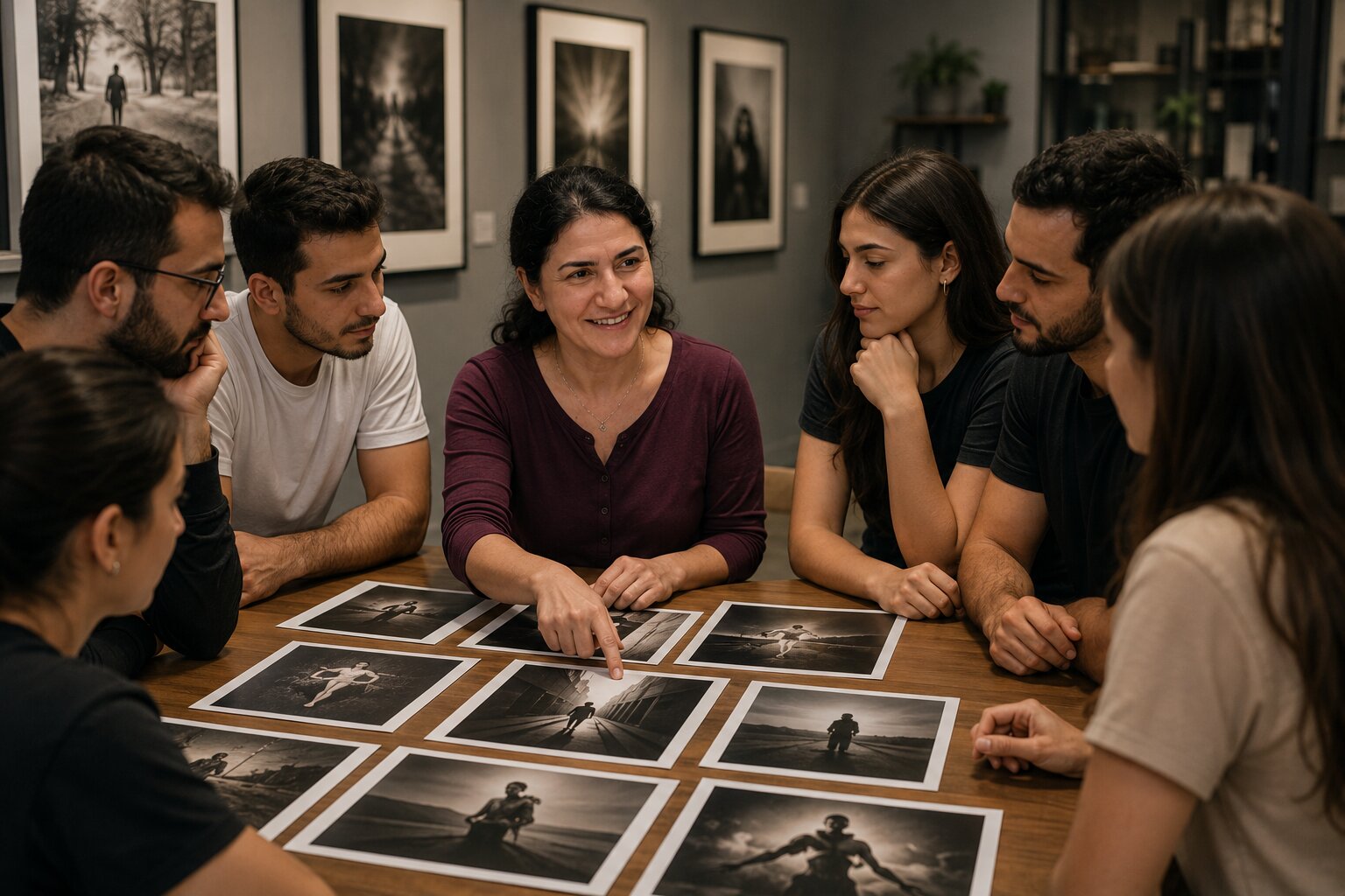 Sergide fotoğraf değerlendiren öğrenciler