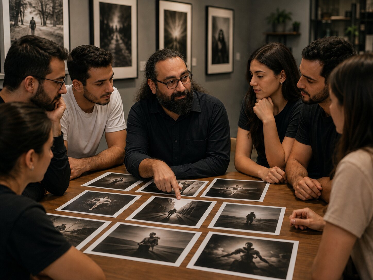 Sergide fotoğraf değerlendiren öğrenciler